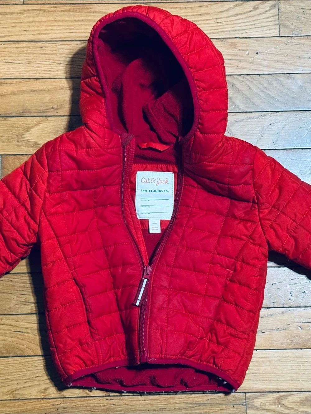 Cat & Jack Red Quilted Hooded Jacket
